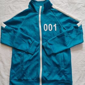 Track Suit Unisex Top Squid Games Cosplay Till White Full Zip Pocketed Size L